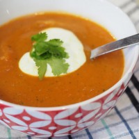 carrot + coriander soup with lemon and yoghurt