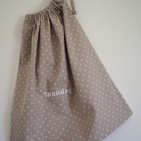 embroidered linen laundry bag